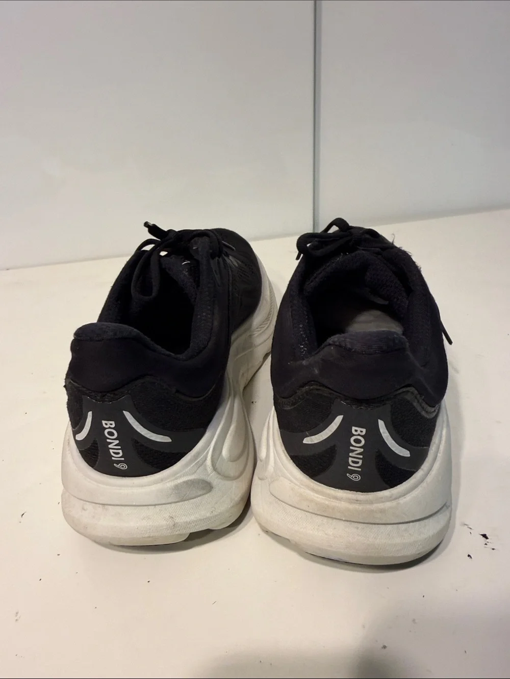 Used Hoka Bondi 9 Women's Black and White Athletic Running Shoes 9B
